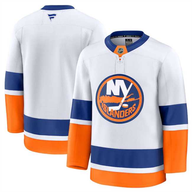 Mens New York Islanders Custom White 2024-25 Away Stitched Hockey Jersey->customized nhl jersey->Custom Jersey